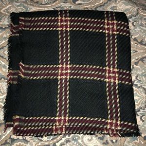 Nadia Rima Black Multi Colored Plaid Blanket Scarf